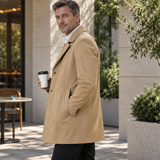 Men's Classic Single-Breasted Trench Coat