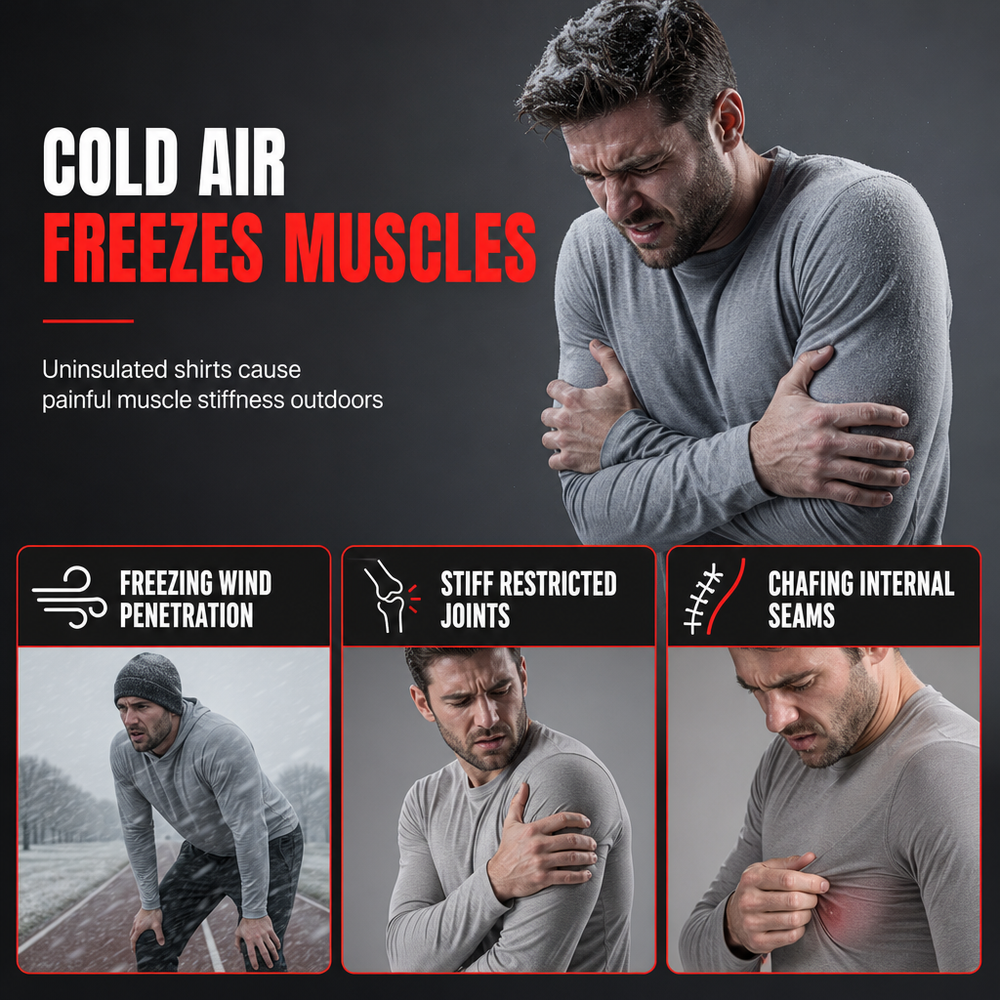 Men's Winter Thermal Fabric Lined Compression Long Sleeve T-Shirt High Neck Sports Running Training Base Layer