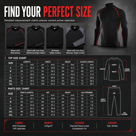 Men's Winter Thermal Fabric Lined Compression Long Sleeve T-Shirt High Neck Sports Running Training Base Layer