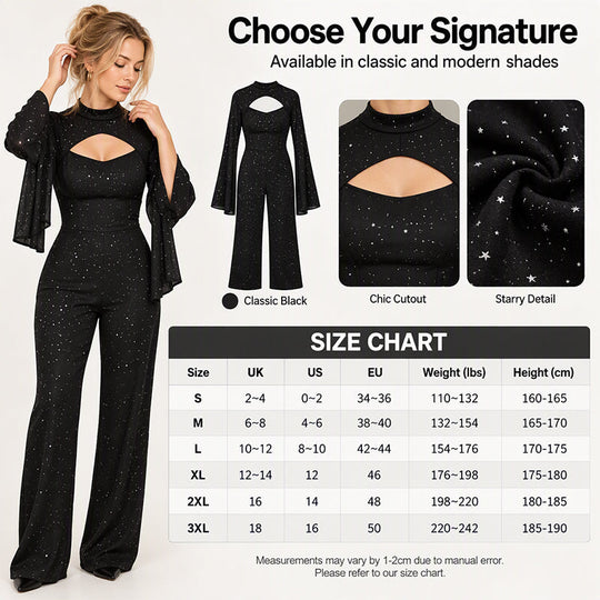Women's Sparkly Glitter Cape Sleeve Jumpsuit