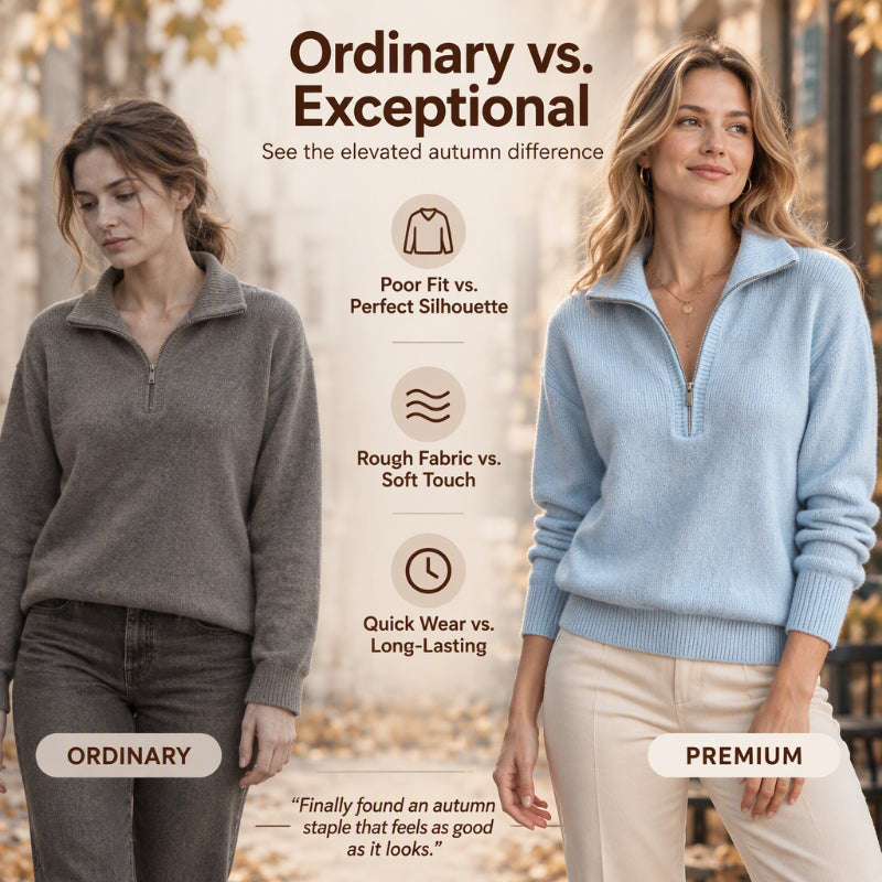🧶 Clean Solid Look, Easy Layered Comfort | Women's Casual Solid Color Half-Zip Sweater