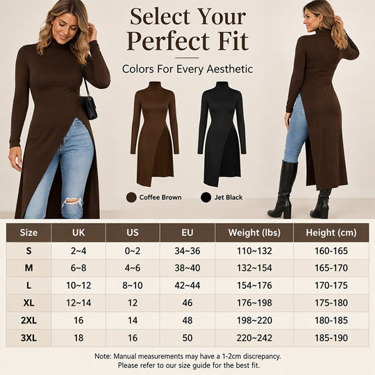 Women's Turtleneck High Split Knit Tunic