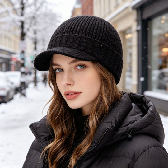 Unisex Warm Knit Beanie with Brim