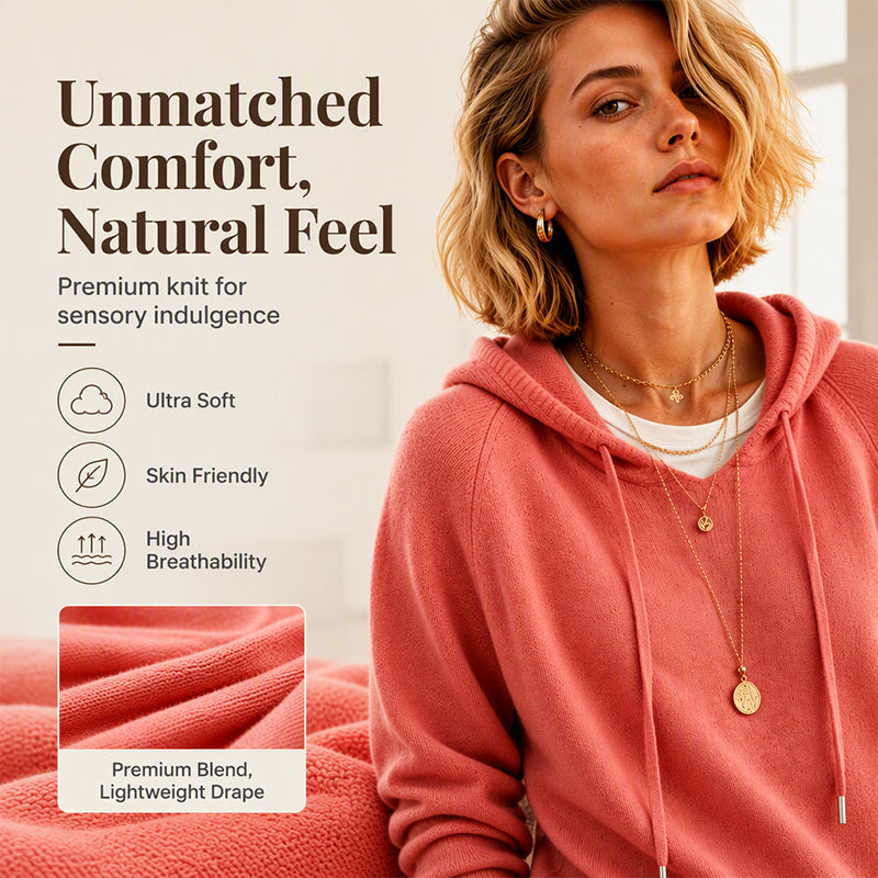 🧶Cozy Head Coverage, Customizable Fit💖Women's Casual Hooded Sweater With Drawstring