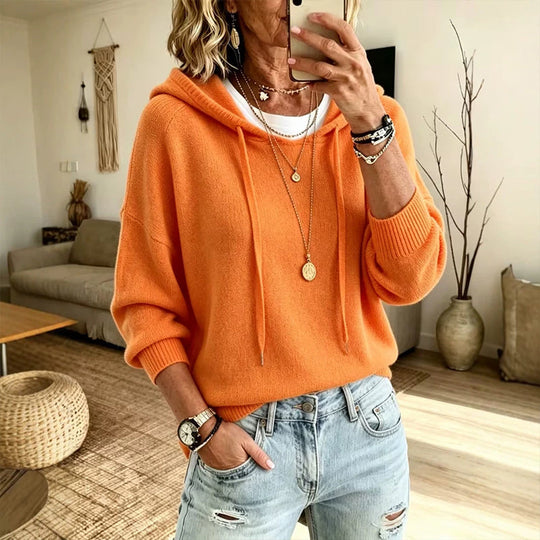 🧶Cozy Head Coverage, Customizable Fit💖Women's Casual Hooded Sweater With Drawstring