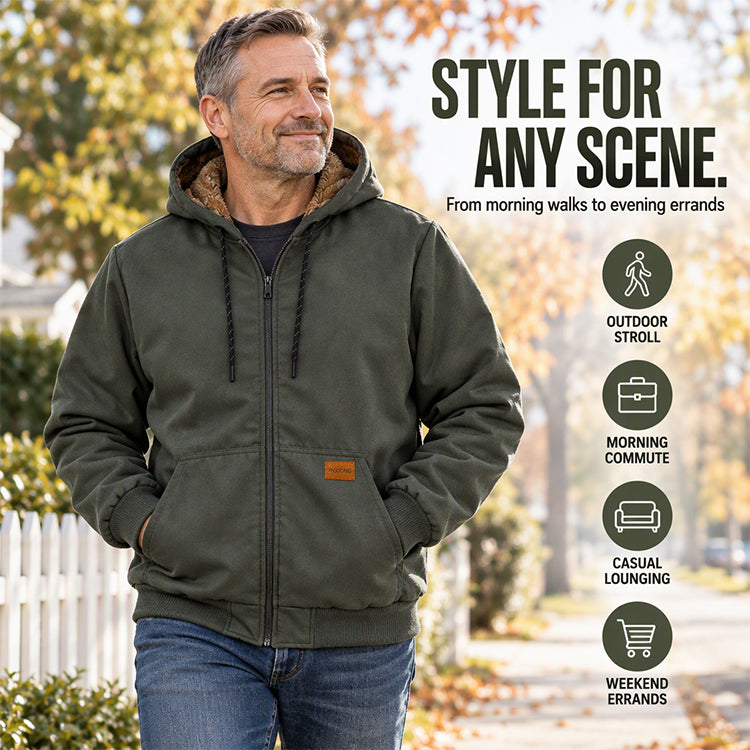 🧥 Toasty Core Comfort, Cozy Hooded Coverage | Men's Casual Winter Thermal Hooded Jacket