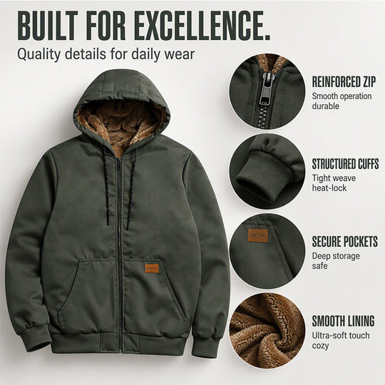🧥 Toasty Core Comfort, Cozy Hooded Coverage | Men's Casual Winter Thermal Hooded Jacket