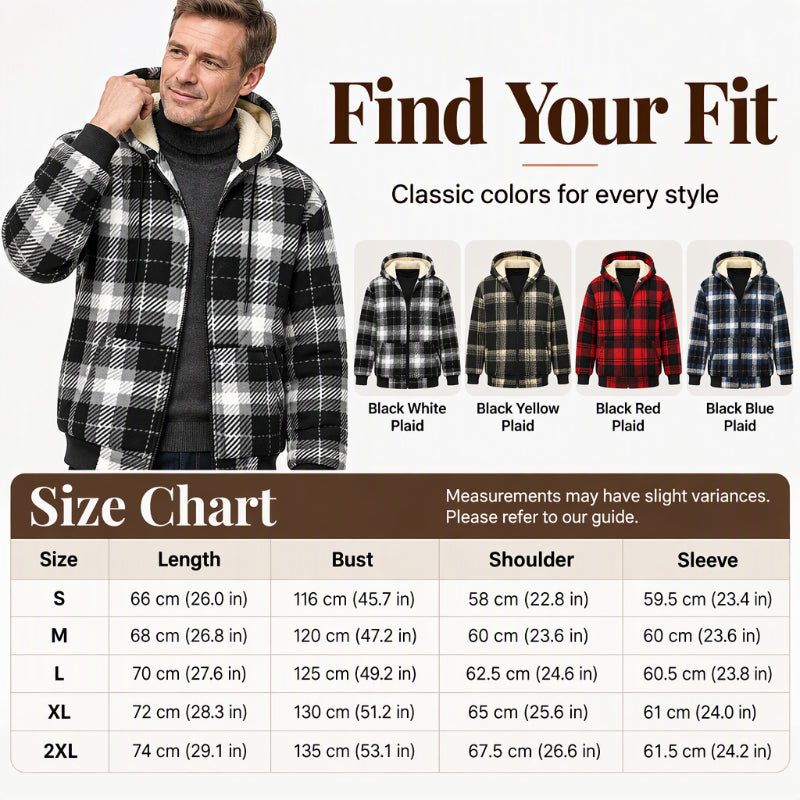 🍂 Timeless Check, Toasty Core Comfort | Men's Winter Warm Plaid Hooded Jacket