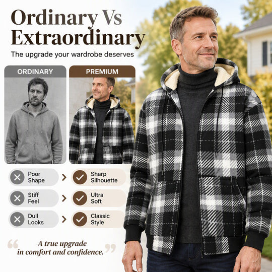 🍂 Timeless Check, Toasty Core Comfort | Men's Winter Warm Plaid Hooded Jacket