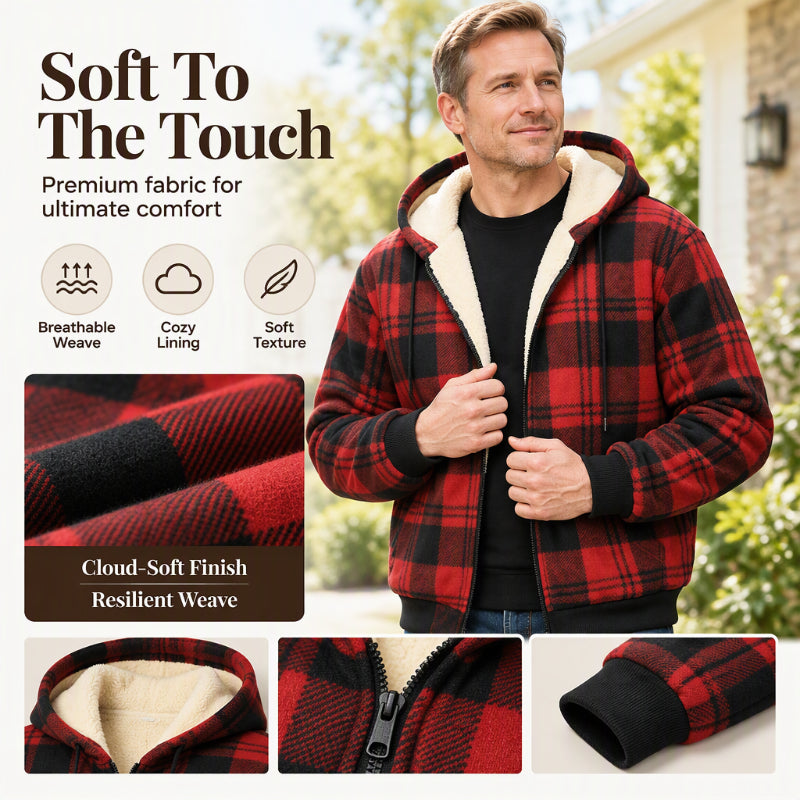 🍂 Timeless Check, Toasty Core Comfort | Men's Winter Warm Plaid Hooded Jacket