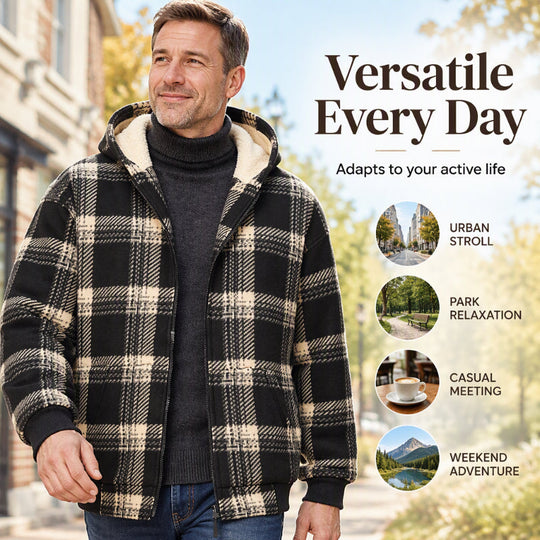 🍂 Timeless Check, Toasty Core Comfort | Men's Winter Warm Plaid Hooded Jacket
