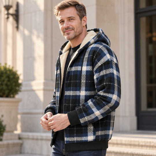 🍂 Timeless Check, Toasty Core Comfort | Men's Winter Warm Plaid Hooded Jacket