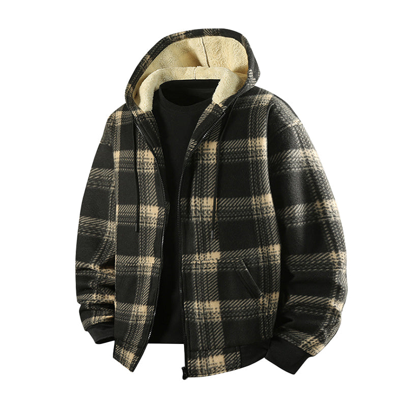 🍂 Timeless Check, Toasty Core Comfort | Men's Winter Warm Plaid Hooded Jacket