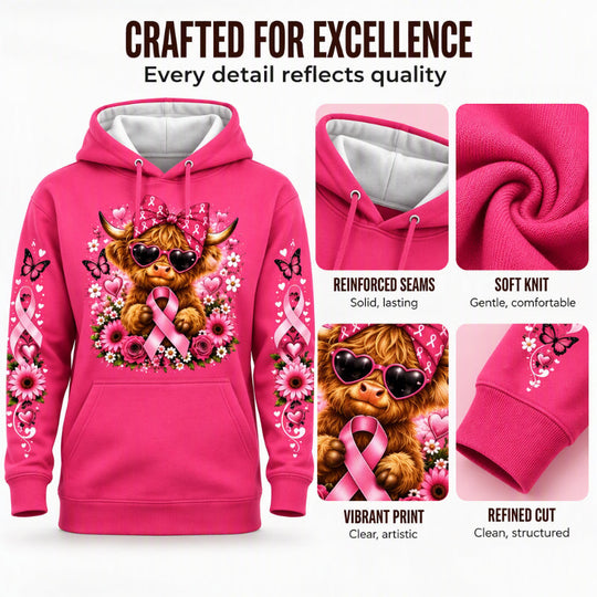 Men's Highland Cow Printed Hoodie with Pocket