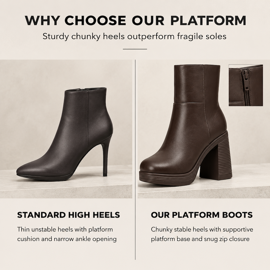 Thick Platform Chunky Heel Ankle Boots