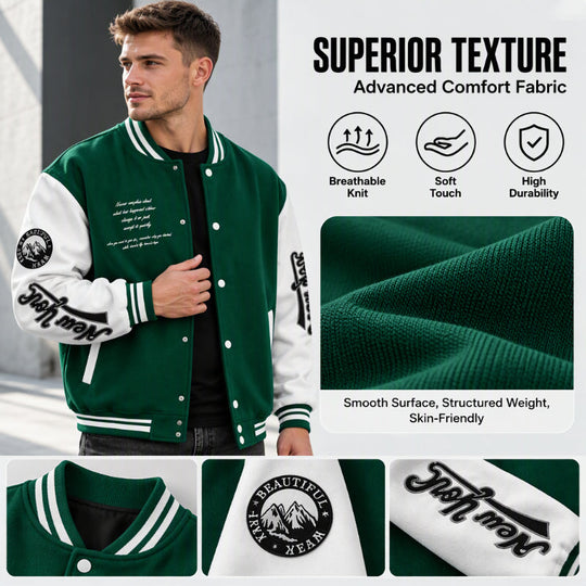 Men's Casual Color-Block Baseball Jacket