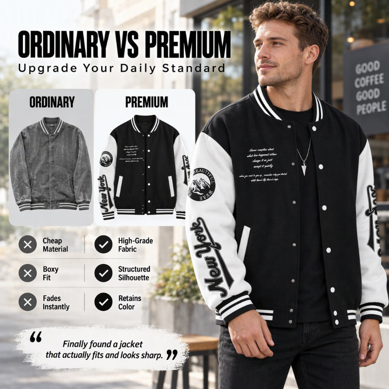 Men's Casual Color-Block Baseball Jacket