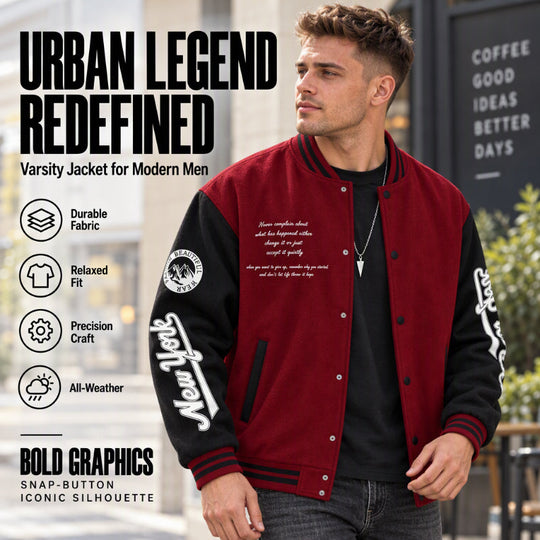 Men's Casual Color-Block Baseball Jacket