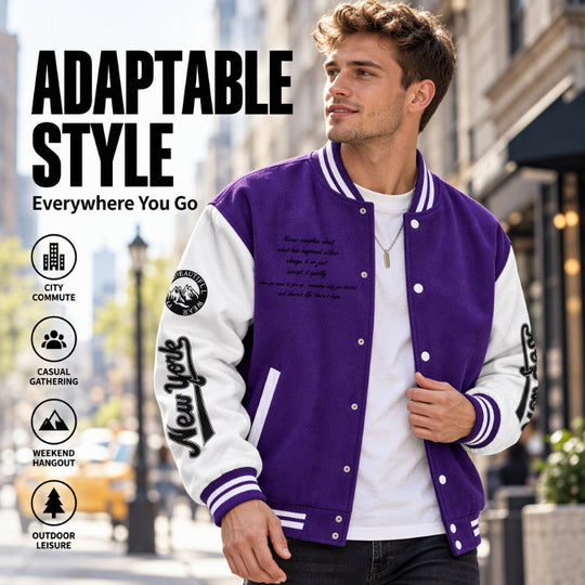 Men's Casual Color-Block Baseball Jacket