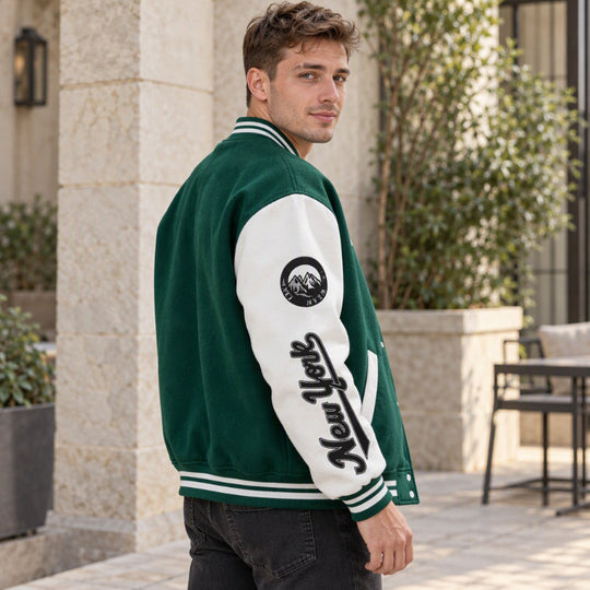 Men's Casual Color-Block Baseball Jacket