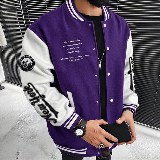 Men's Casual Color-Block Baseball Jacket