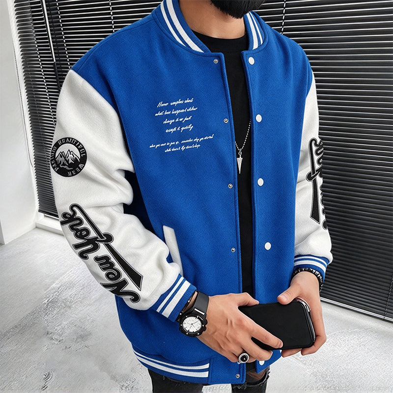 Men's Casual Color-Block Baseball Jacket