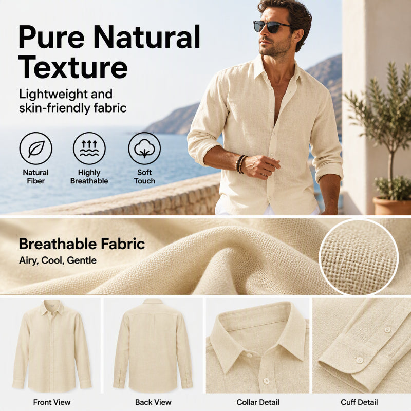 Men's Casual Lightweight Breathable Linen Shirt