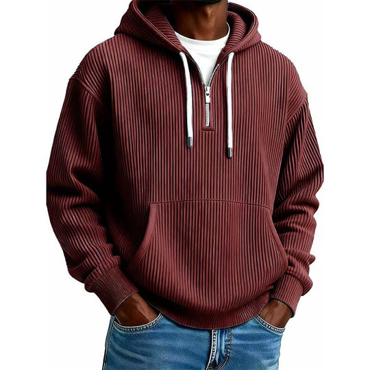 Men's Casual Half-Zip Corduroy Hoodie