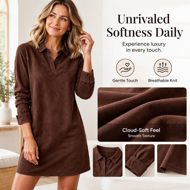 Women's Elegant Faux Suede Shirt Dress