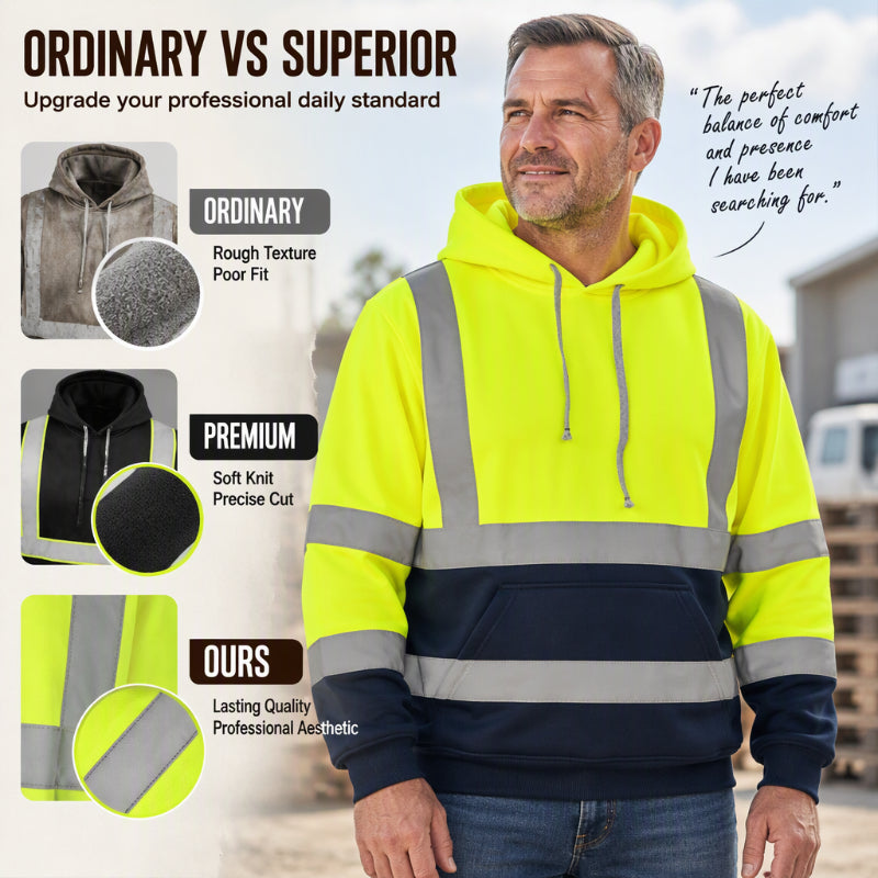 🦺 Be-Seen Confidence, Easy On/Off | Men's High Visibility Reflective Zipper Hoodie