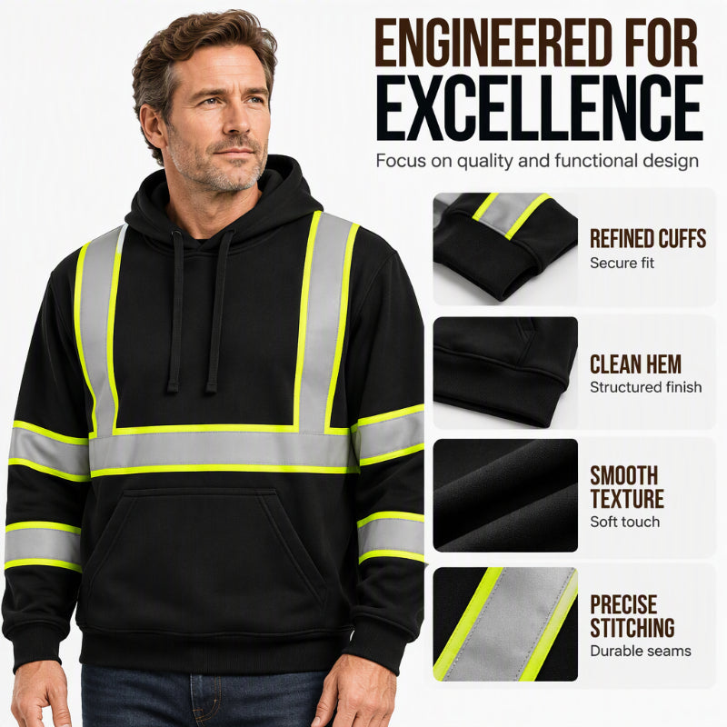 🦺 Be-Seen Confidence, Easy On/Off | Men's High Visibility Reflective Zipper Hoodie