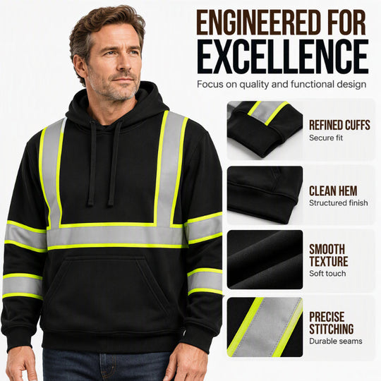 🦺 Be-Seen Confidence, Easy On/Off | Men's High Visibility Reflective Zipper Hoodie