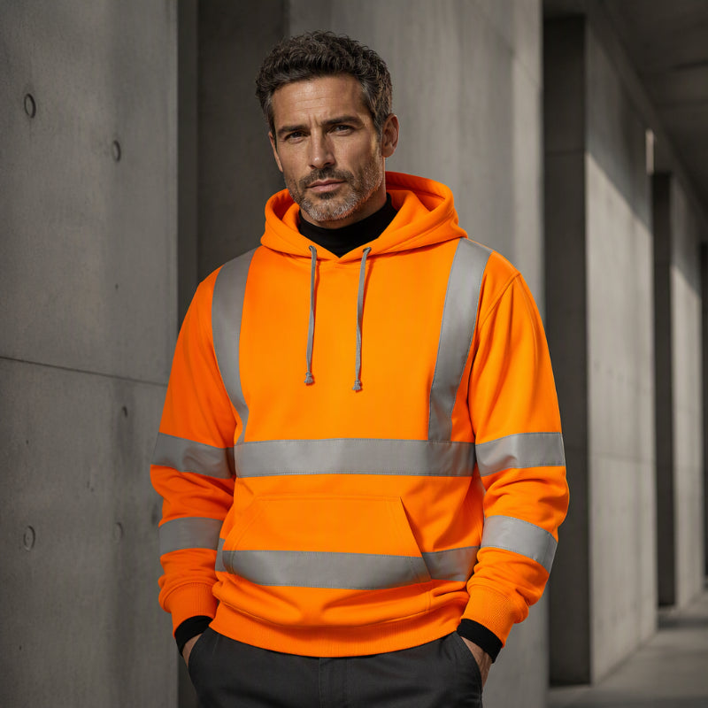 🦺 Be-Seen Confidence, Easy On/Off | Men's High Visibility Reflective Zipper Hoodie