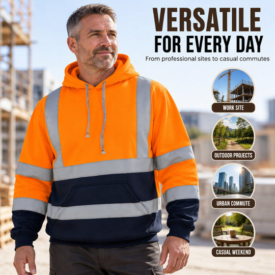 🦺 Be-Seen Confidence, Easy On/Off | Men's High Visibility Reflective Zipper Hoodie