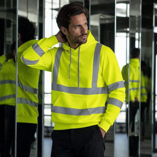 🦺 Be-Seen Confidence, Easy On/Off | Men's High Visibility Reflective Zipper Hoodie