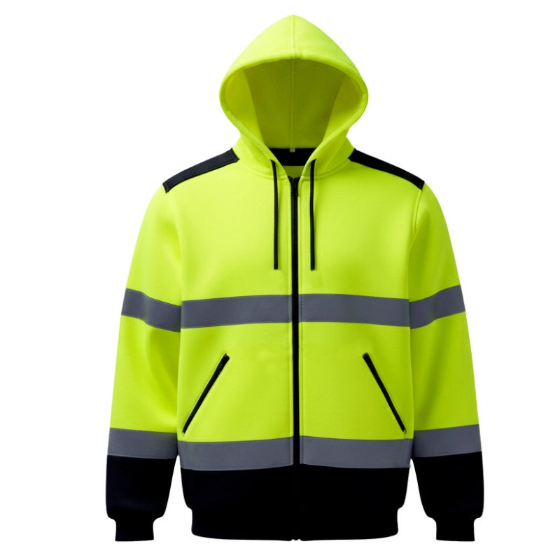 🦺 Be-Seen Confidence, Easy On/Off | Men's High Visibility Reflective Zipper Hoodie