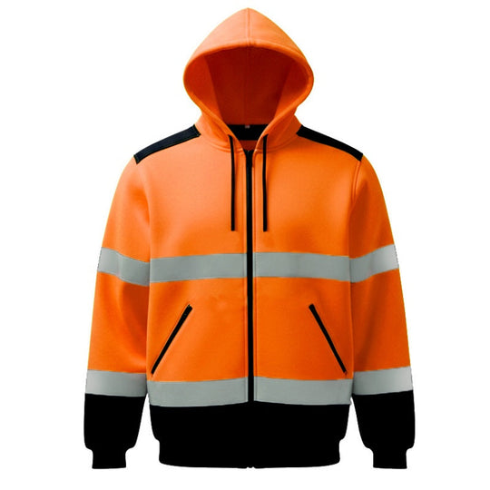 🦺 Be-Seen Confidence, Easy On/Off | Men's High Visibility Reflective Zipper Hoodie