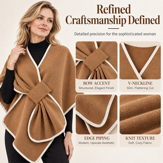 🧣 Flowing Drape, Easy Layering Comfort | Women's Elegant Knitted Poncho Shawl