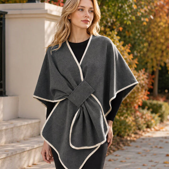 🧣 Flowing Drape, Easy Layering Comfort | Women's Elegant Knitted Poncho Shawl