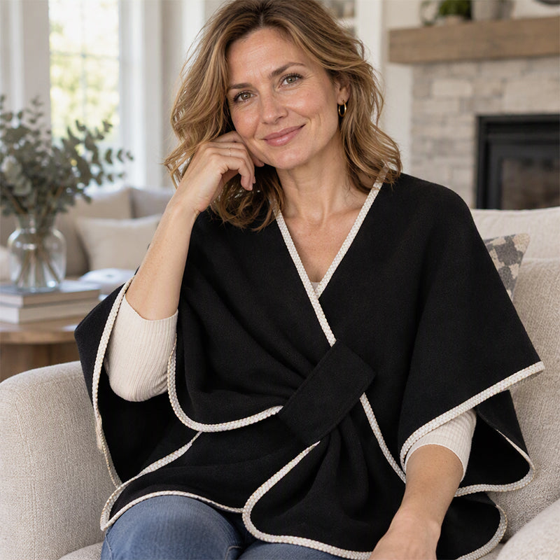 🧣 Flowing Drape, Easy Layering Comfort | Women's Elegant Knitted Poncho Shawl