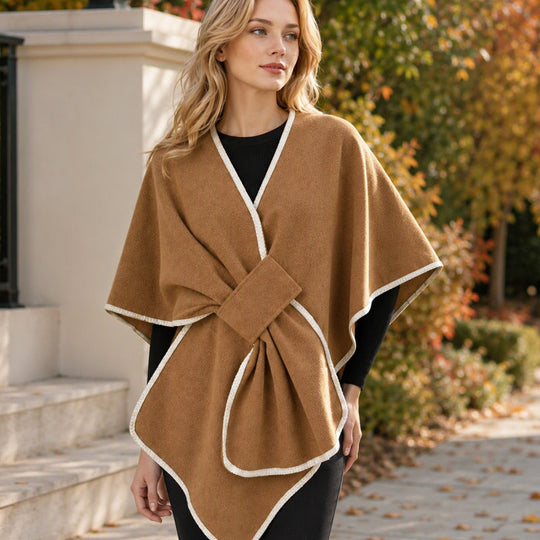 🧣 Flowing Drape, Easy Layering Comfort | Women's Elegant Knitted Poncho Shawl